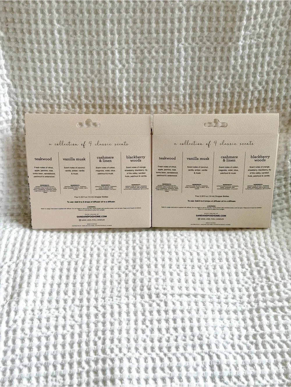Sand + Fog Fragrance Diffuser Oils 8 Pack Teakwood Vanilla Cashmere Blackberry